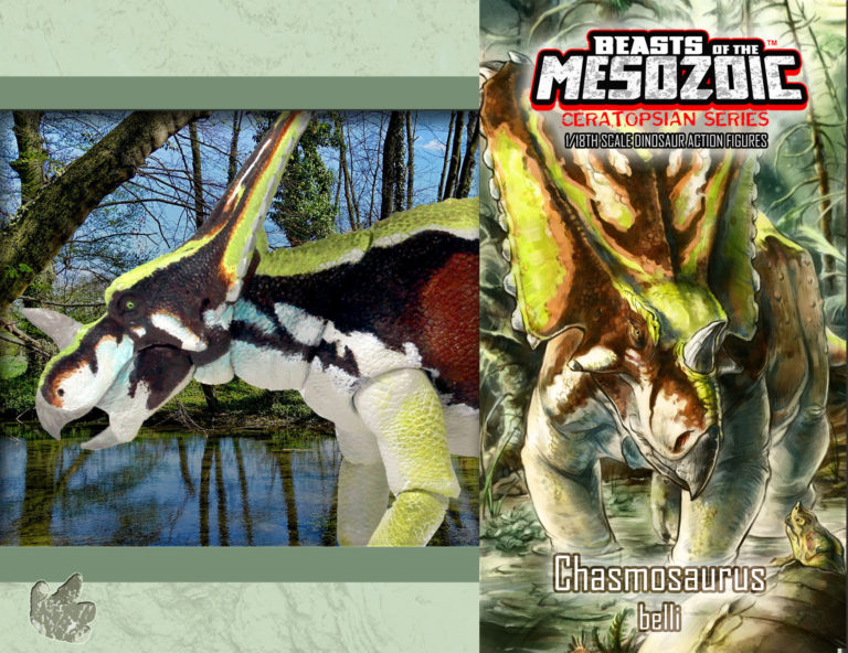 Package design for the upcoming Beasts of the Mesozoic Chasmosaurus action figure