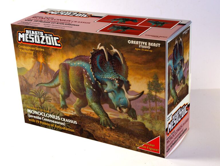 Here’s a look at the first package mock-up for the BotM: Ceratopsian Series Kickstarter exclusive Monoclonius!