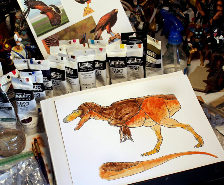 For those that guessed that I’m working on the Dryptosaurus color design now, you are correct. Here’s WIP look at the initial color pass. Final version will be posted soon!