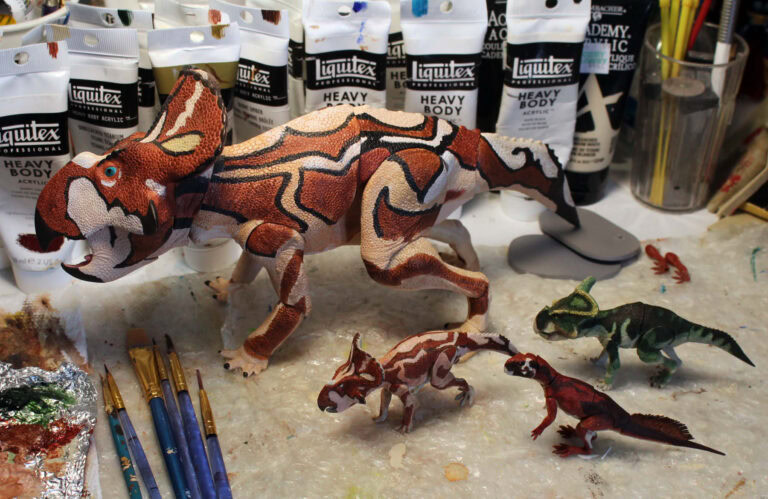 Paint masters for the resized 1/18th scale ceratopsians…