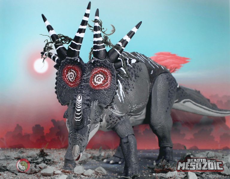 Catalog shots for both versions of Old Buck Styracosaurus