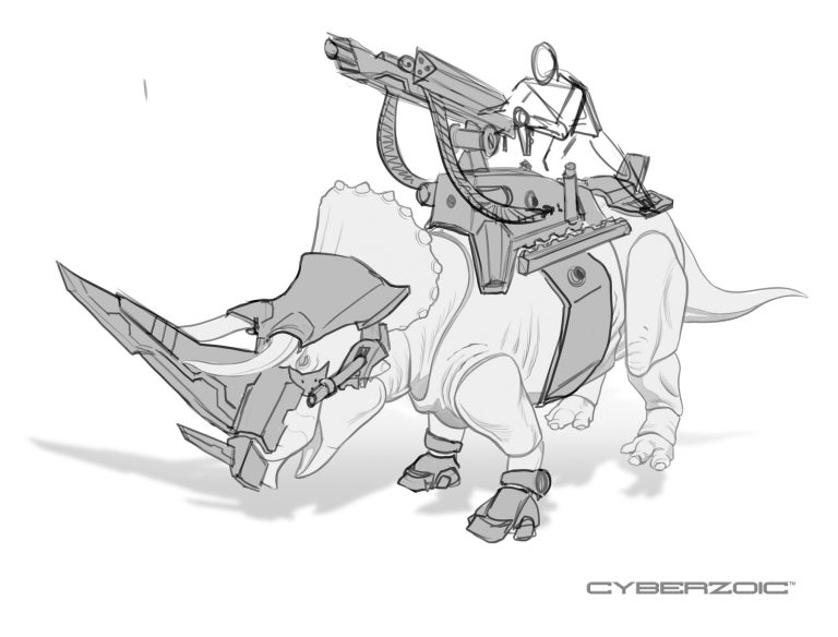 Cyberzoic: Desert Clan Armor Nasutoceratops Concepts
