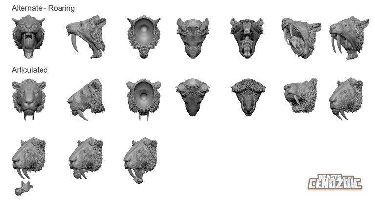 Cenozoic Smilodon sculpt with jaw articulation