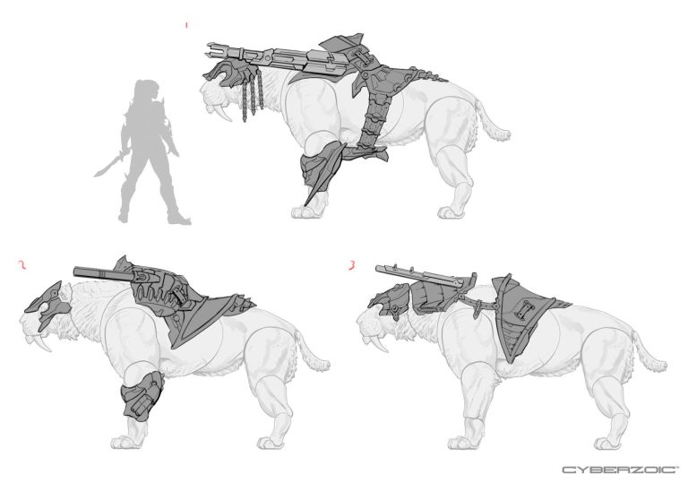 Cyberzoic Smilodon early concept art