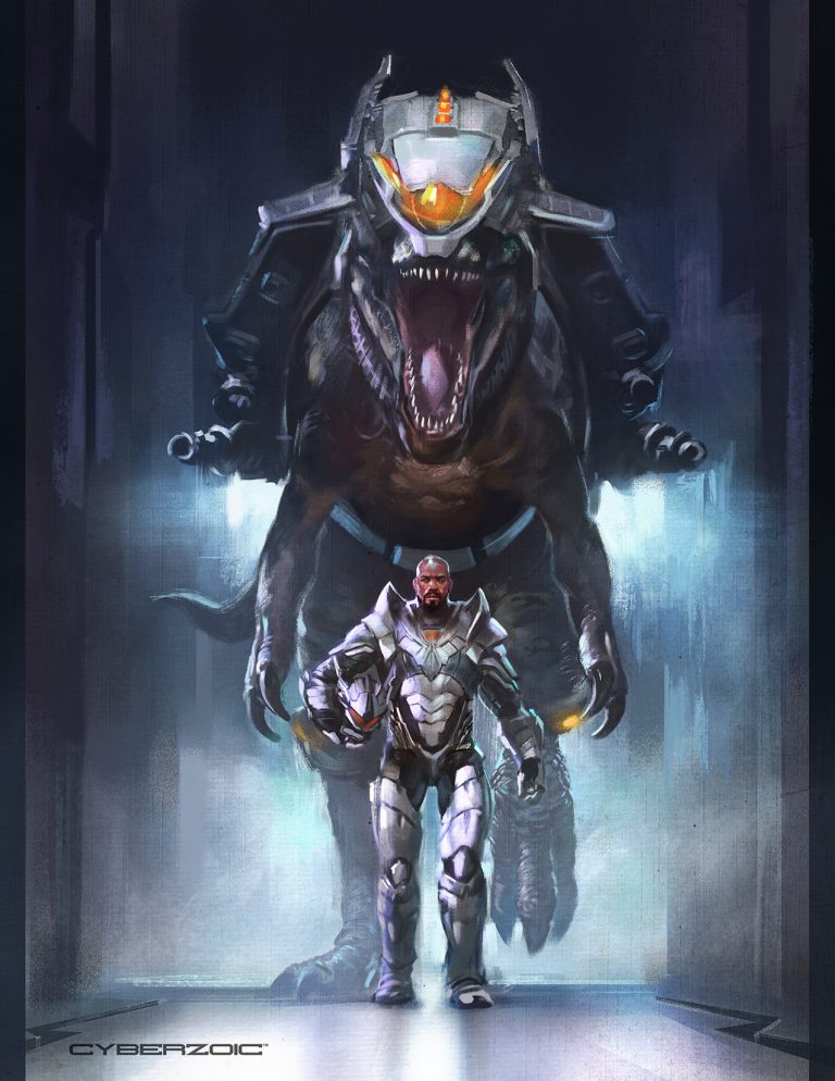 Argenteus with allosaurus concept art