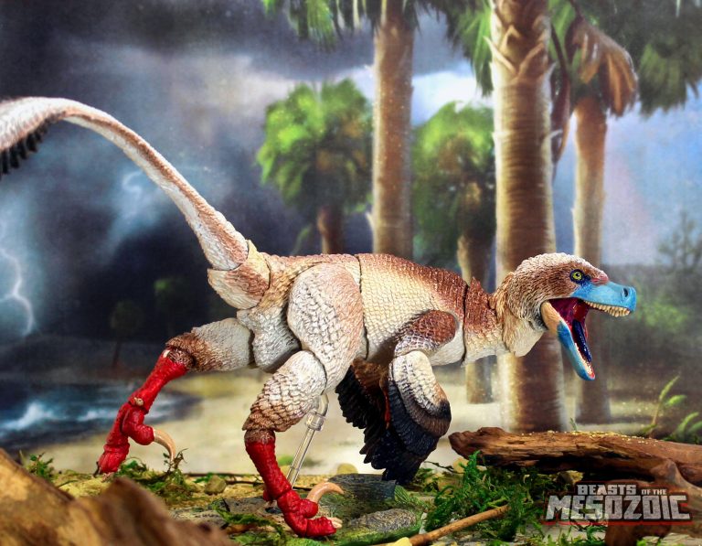 Beasts of the Mesozoic Acheroraptor version 2 with background art by Shannon Beaumont