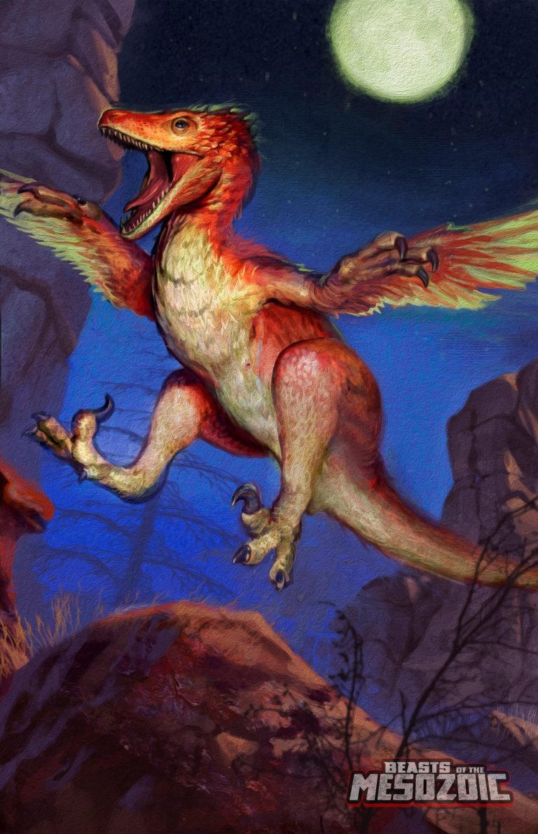 Glow in the dark Velociraptor mongoliensis Power-con exclusive package art