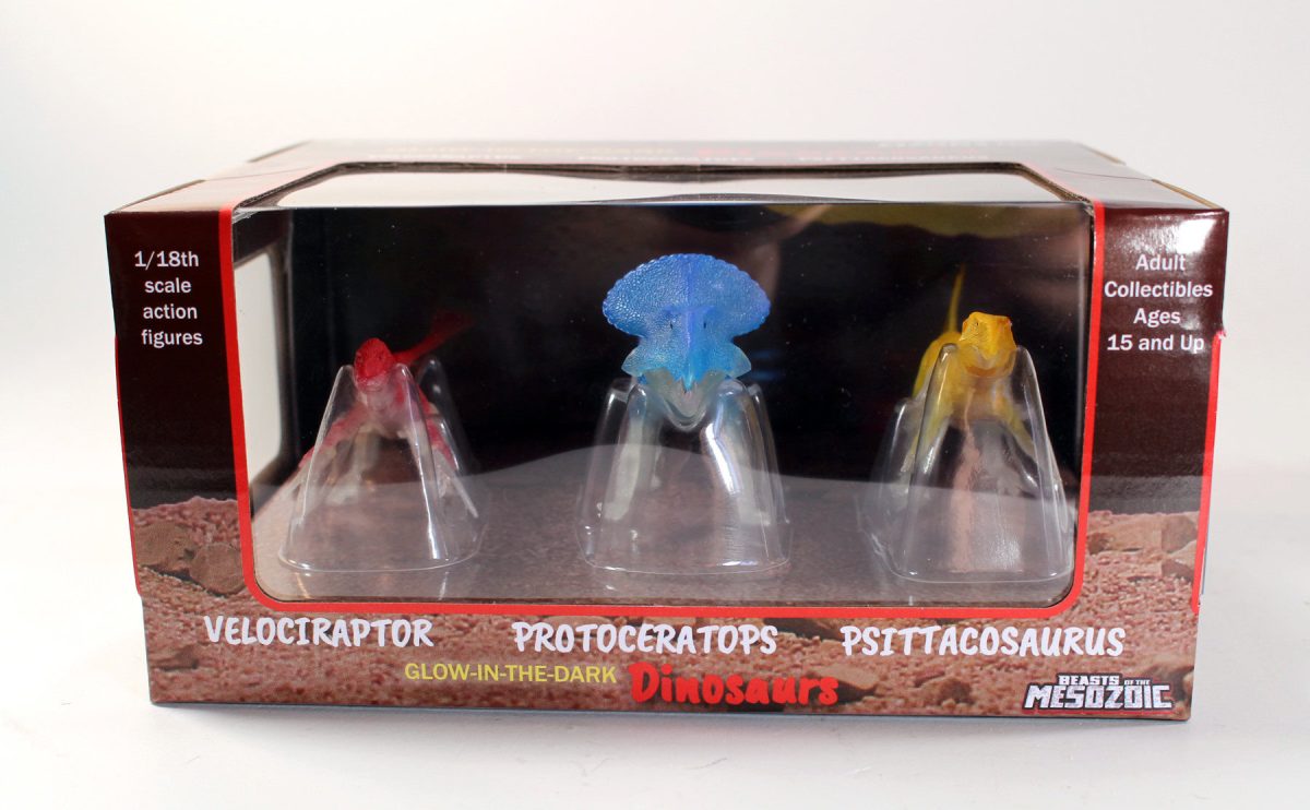Glow in the dark dinosaur action figures