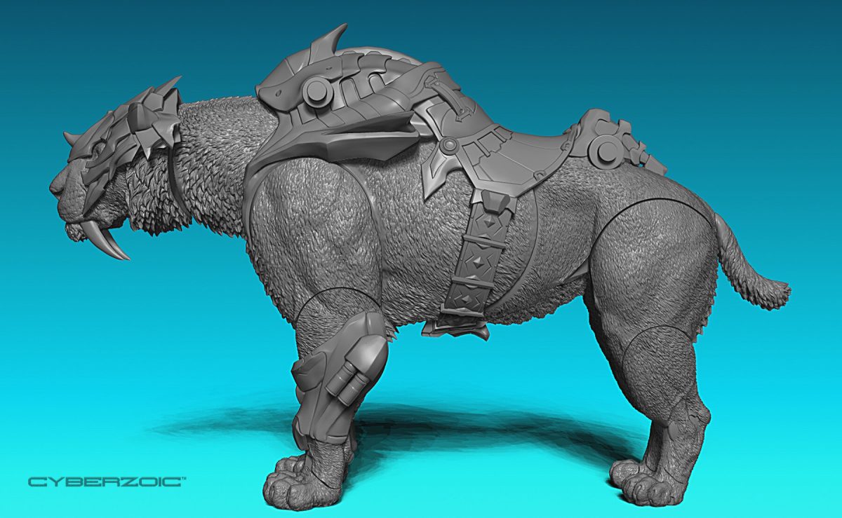 Cyberzoic Smilodon armor sculpt preview
