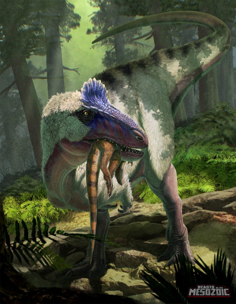 Cryolophosaurus ellioti package art by Gabriel Ugueto