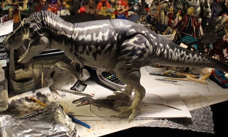 The big T. rex 2.0 in progress on the paint desk!