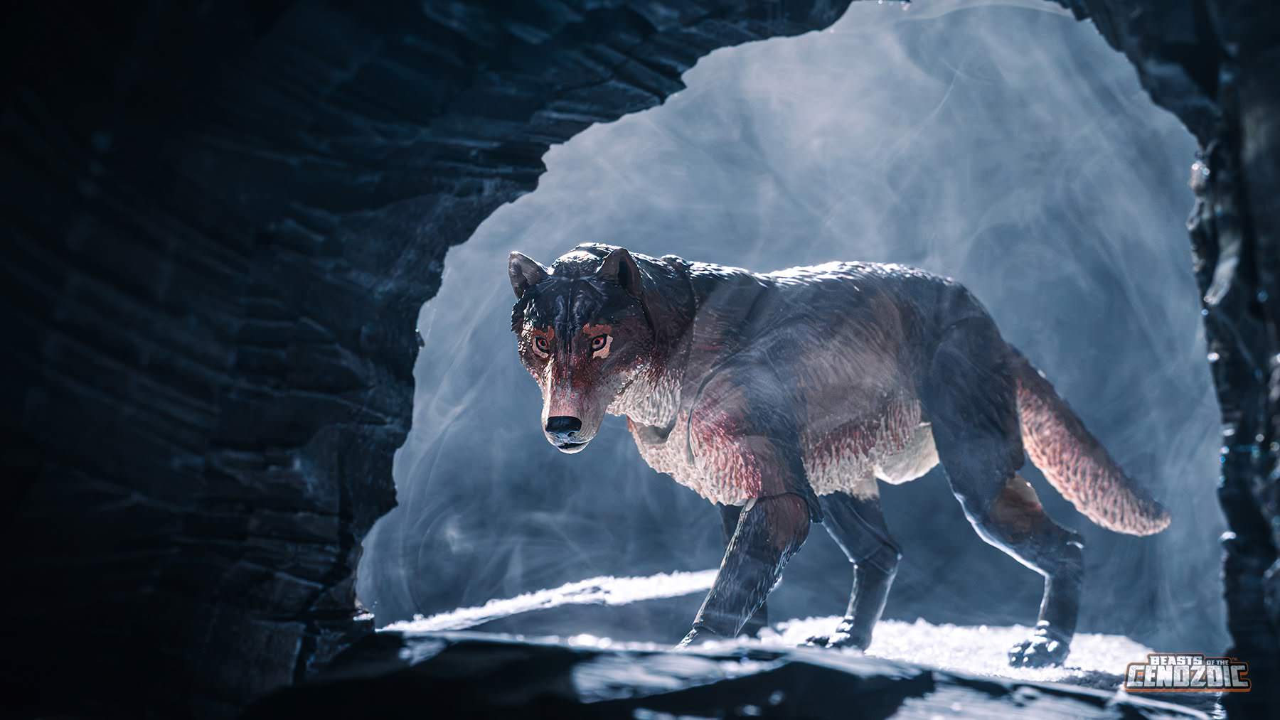 Beasts of the Cenozoic Aenocyon dirus Dire Wolf figure