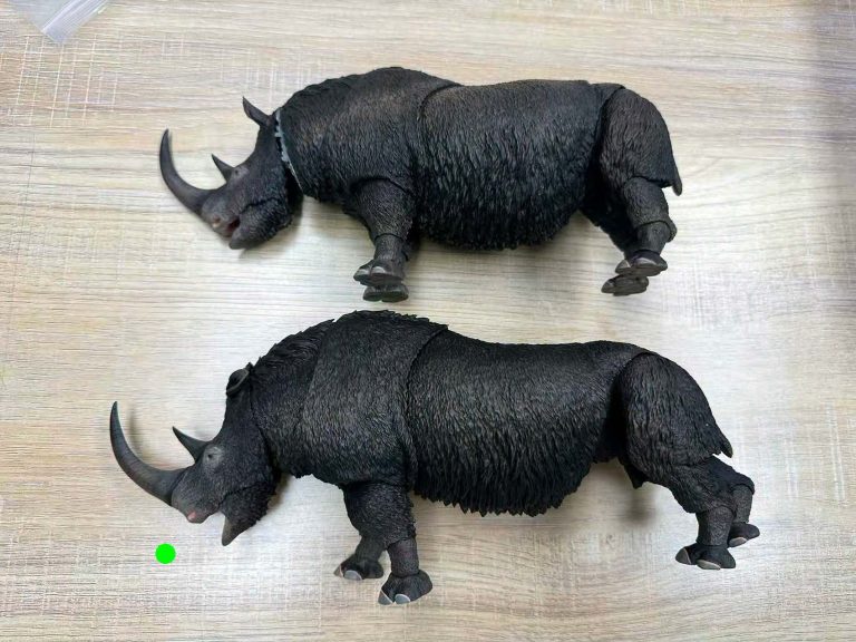 Beasts of the Cenozoic Woolly Rhino factory paint sample compared to the original resin prototype