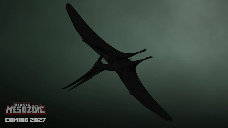 Teaser image announcing the upcoming Beasts of the Mesozoic Pteranodon figure with articulated wings, planned for 2027.